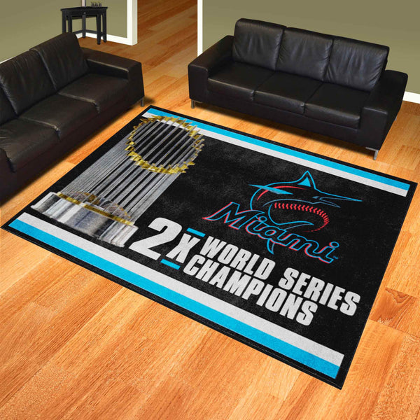 Florida Marlins 8ft. x 10 ft. Plush Area Rug - Retro Collection