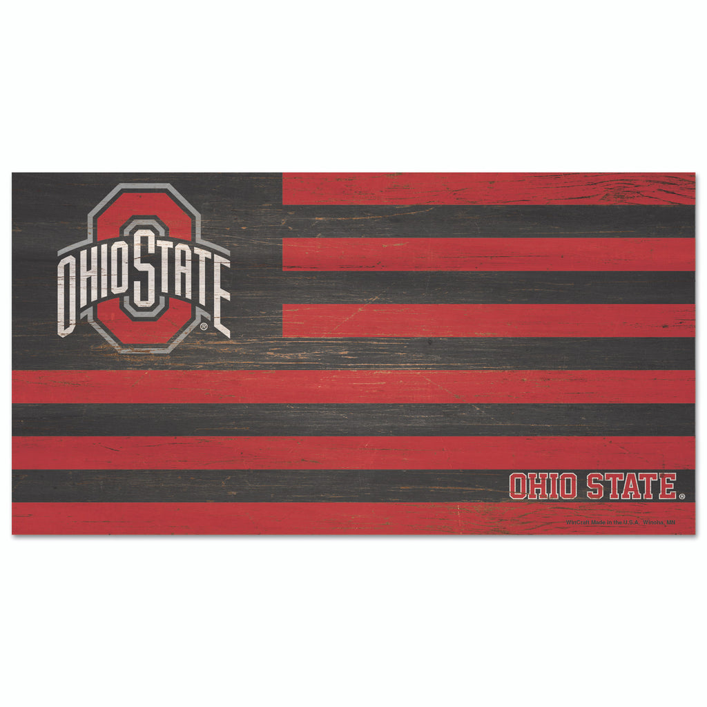 Ohio State Buckeyes Sign Wood 9x17 Flag