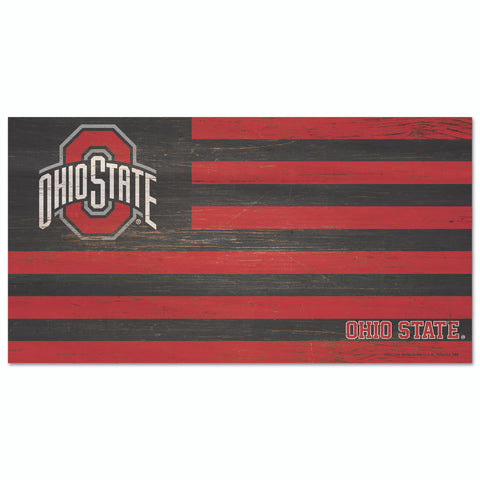 Ohio State Buckeyes Sign Wood 9x17 Flag