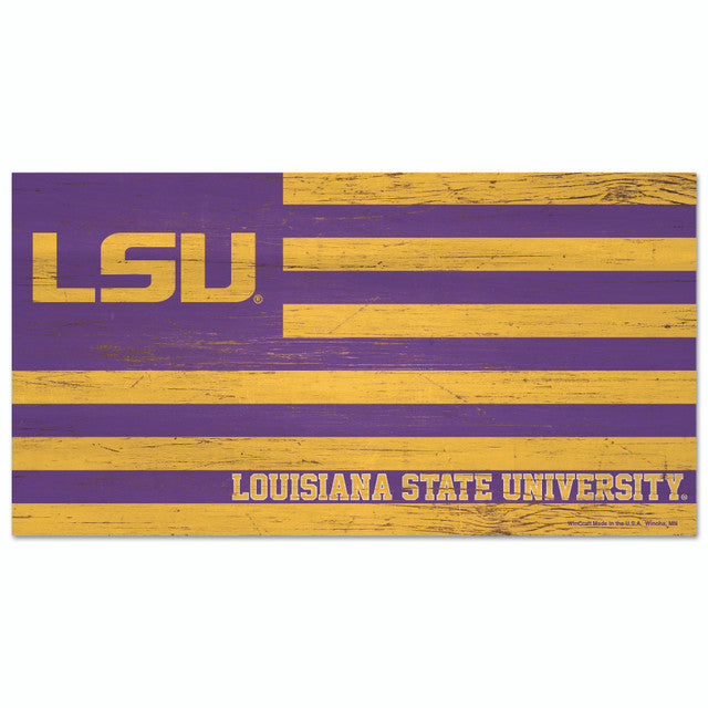 LSU Tigers Sign Wood 9x17 Flag