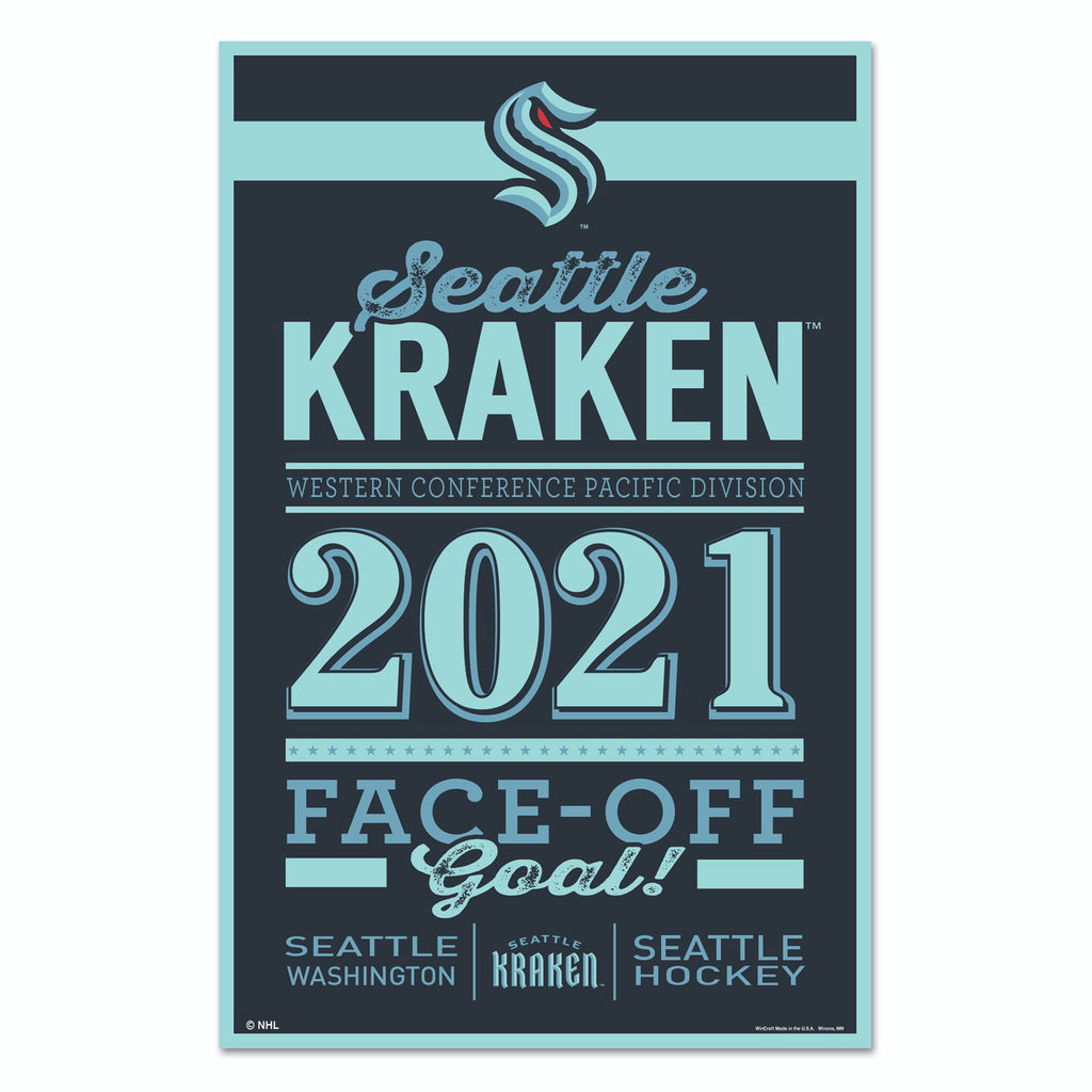 Seattle Kraken Sign 11x17 Wood Established Design