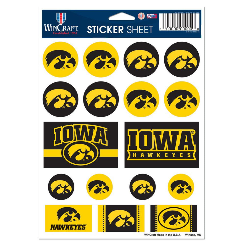 Iowa Hawkeyes Decal Sheet 5x7 Vinyl