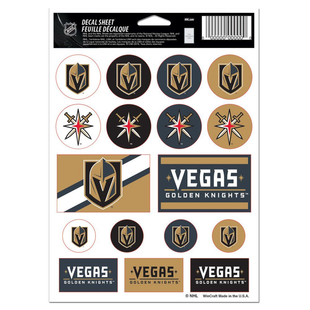 Vegas Golden Knights Decal Sheet 5x7 Vinyl