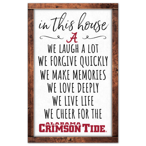 Alabama Crimson Tide Sign 11x17 Wood In This House