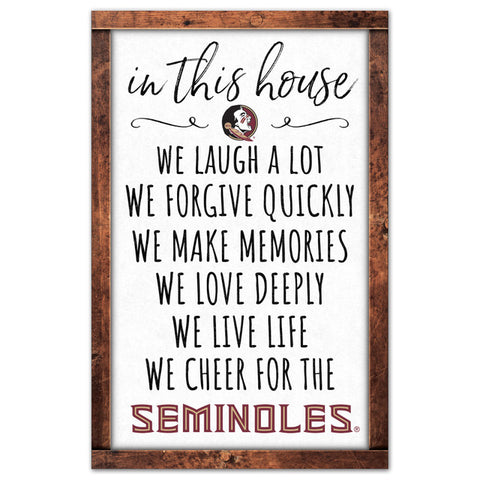 Florida State Seminoles Sign 11x17 Wood In This House