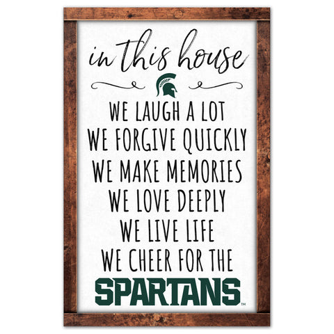 Michigan State Spartans Sign 11x17 Wood In This House