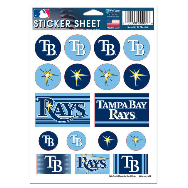 Tampa Bay Rays Decal Sheet 5x7 Vinyl