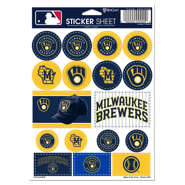 Milwaukee Brewers Decal Sheet 5x7 Vinyl