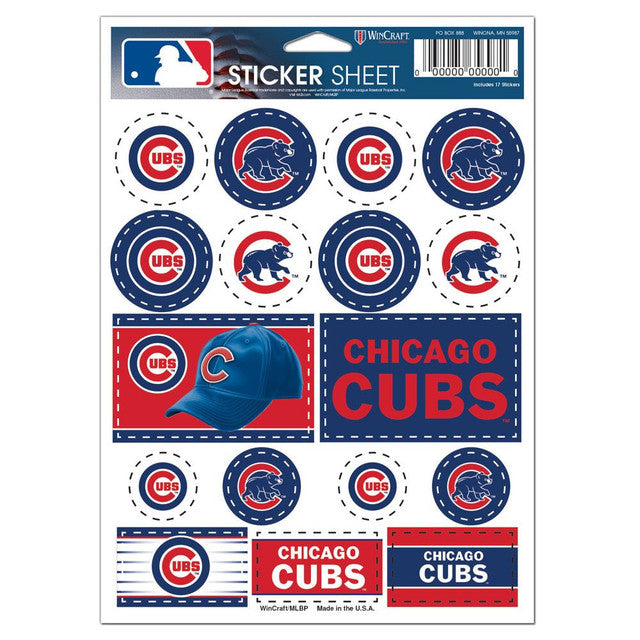 Chicago Cubs Decal Sheet 5x7 Vinyl