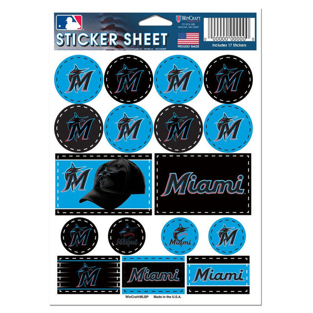 Miami Marlins Decal Sheet 5x7 Vinyl