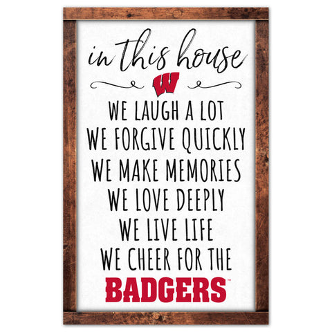 Wisconsin Badgers Sign 11x17 Wood In This House