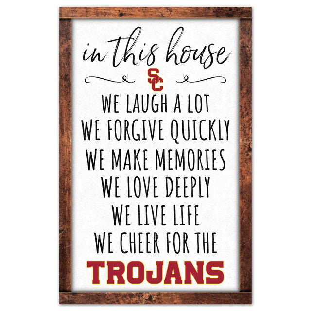 USC Trojans Sign 11x17 Wood In This House