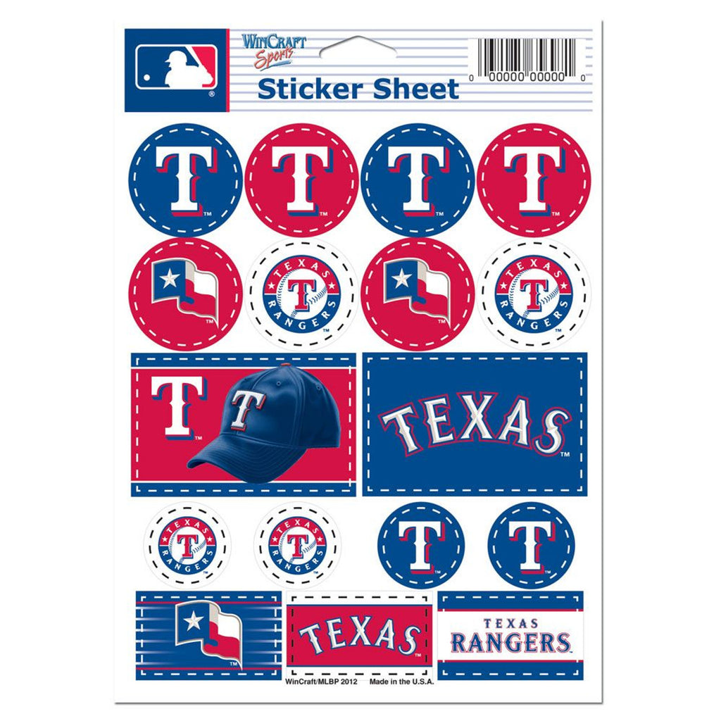 Texas Rangers Decal Sheet 5x7 Vinyl