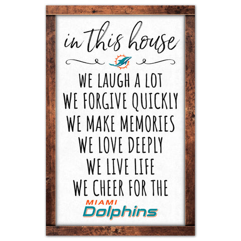 Miami Dolphins Sign 11x17 Wood In This House