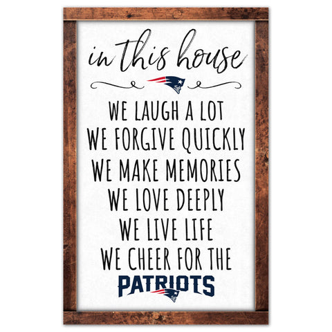 New England Patriots Sign 11x17 Wood In This House