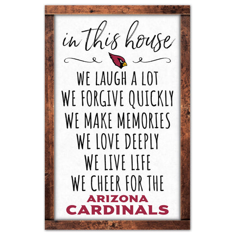 Arizona Cardinals Sign 11x17 Wood In This House