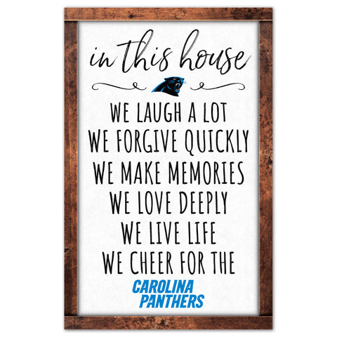 Carolina Panthers Sign 11x17 Wood In This House