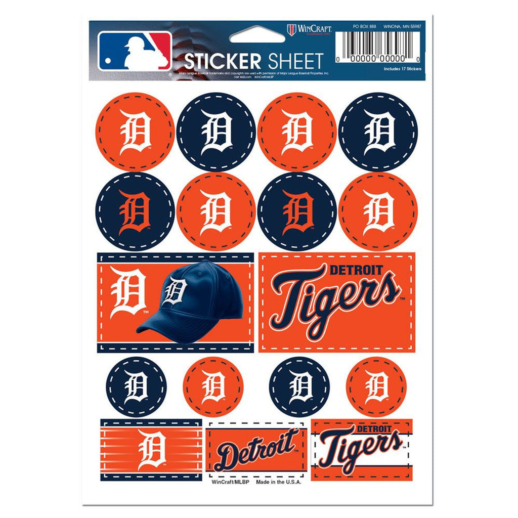 Detroit Tigers Decal Sheet 5x7 Vinyl