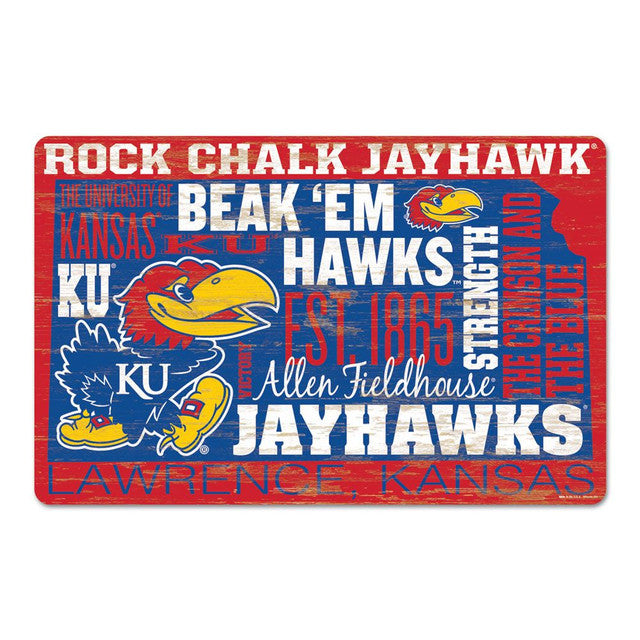 Kansas Jayhawks Sign 11x17 Wood Wordage