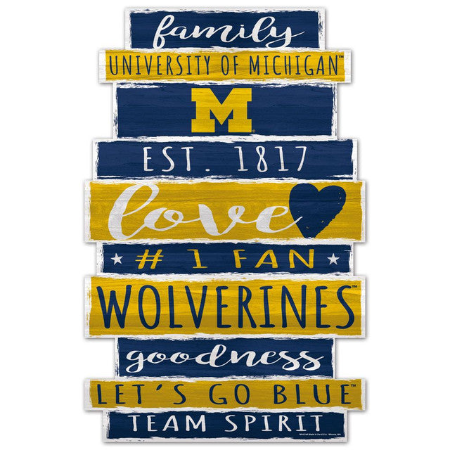 Michigan Wolverines Sign 11x17 Wood Family Word