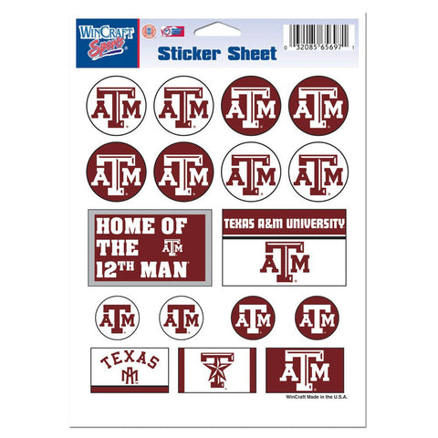 Texas A&M Aggies Decal Sheet 5x7 Vinyl