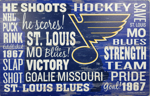 St. Louis Blues Sign 11x17 Wood Wordage Design