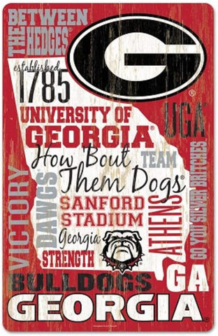 Georgia Bulldogs Sign 11x17 Wood Wordage