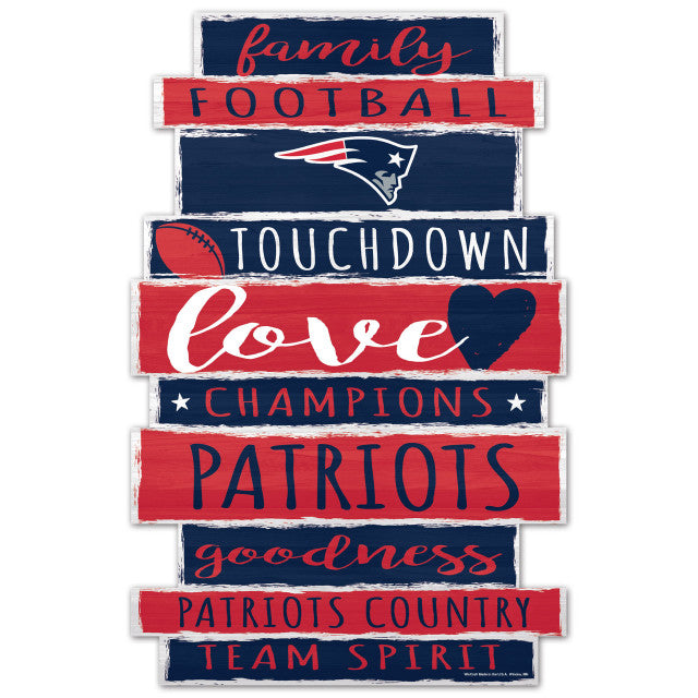 New England Patriots Sign 11x17 Wood Family Word