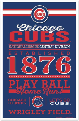 Chicago Cubs Sign 11x17 Wood Established