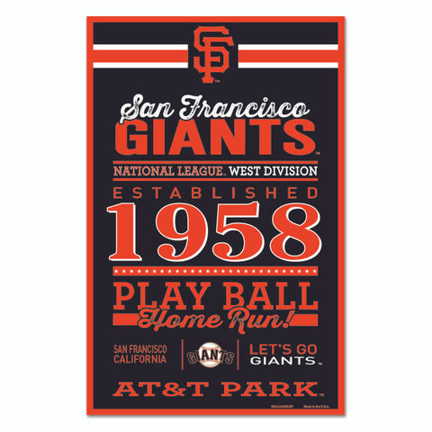 San Francisco Giants Sign 11x17 Wood Established Design