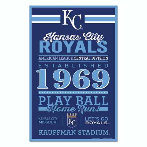 Kansas City Royals Sign 11x17 Wood Established Design