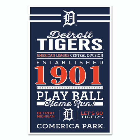 Detroit Tigers Sign 11x17 Wood Established Design