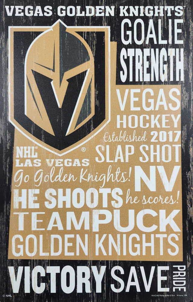 Vegas Golden Knights Sign 11x17 Wood Wordage