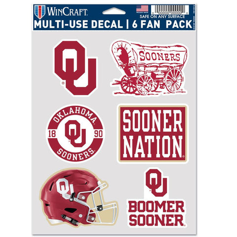 Oklahoma Sooners Decal Multi Use Fan 6 Pack