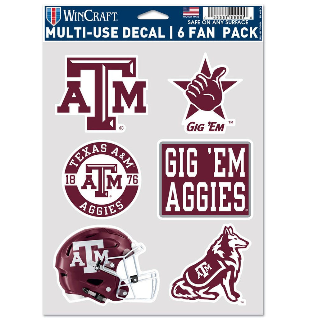 Texas A&M Aggies Decal Multi Use Fan 6 Pack