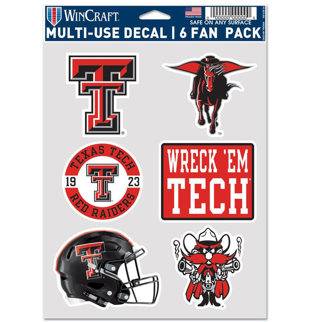 Texas Tech Red Raiders Decal Multi Use Fan 6 Pack