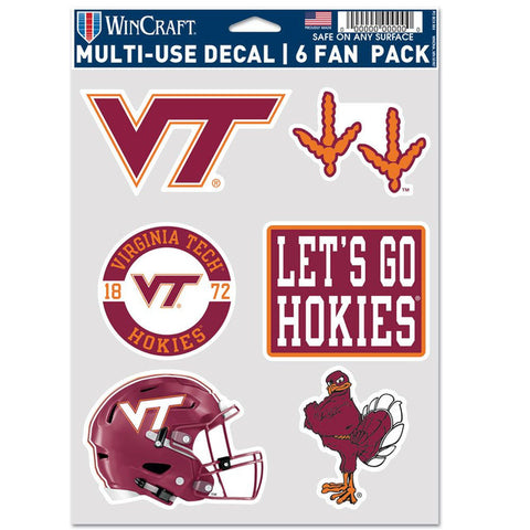 Virginia Tech Hokies Decal Multi Use Fan 6 Pack