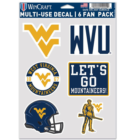 West Virginia Mountaineers Decal Multi Use Fan 6 Pack