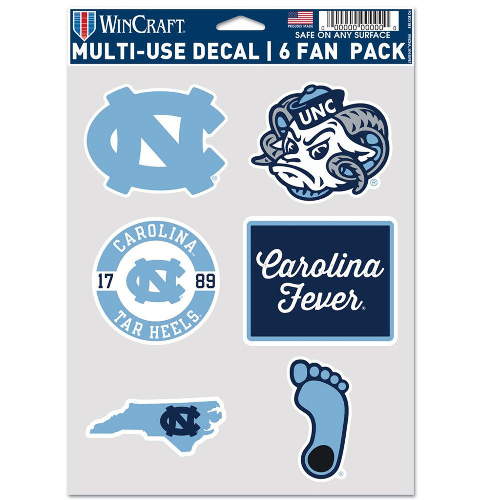 North Carolina Tar Heels Decal Multi Use Fan 6 Pack