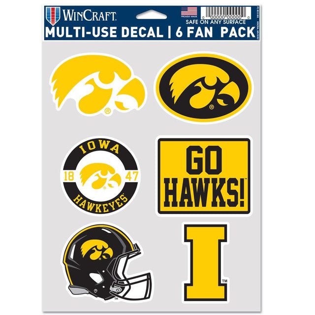 Iowa Hawkeyes Decal Multi Use Fan 6 Pack