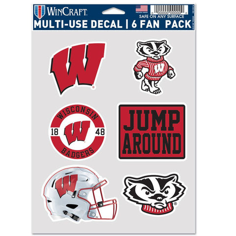 Wisconsin Badgers Decal Multi Use Fan 6 Pack