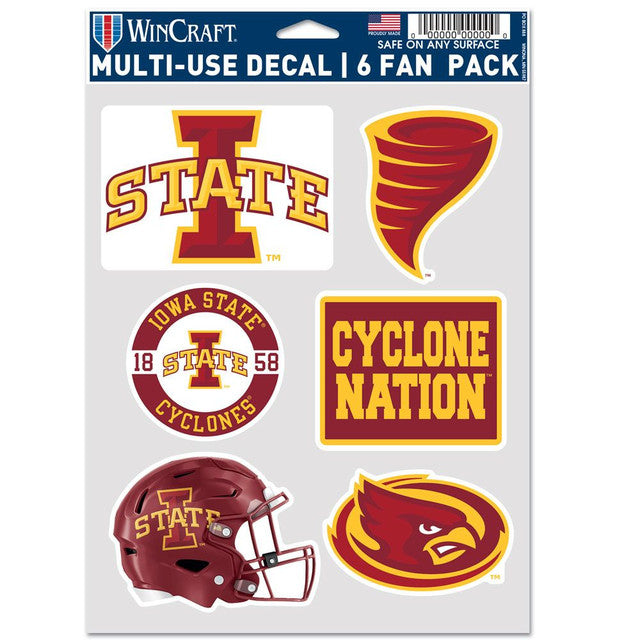 Iowa State Cyclones Decal Multi Use Fan 6 Pack