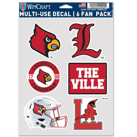 Louisville Cardinals Decal Multi Use Fan 6 Pack