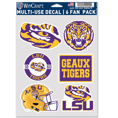 LSU Tigers Decal Multi Use Fan 6 Pack