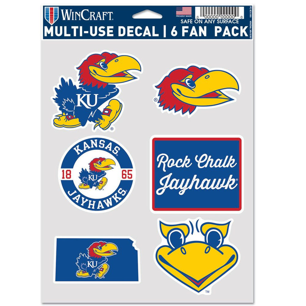 Kansas Jayhawks Decal Multi Use Fan 6 Pack