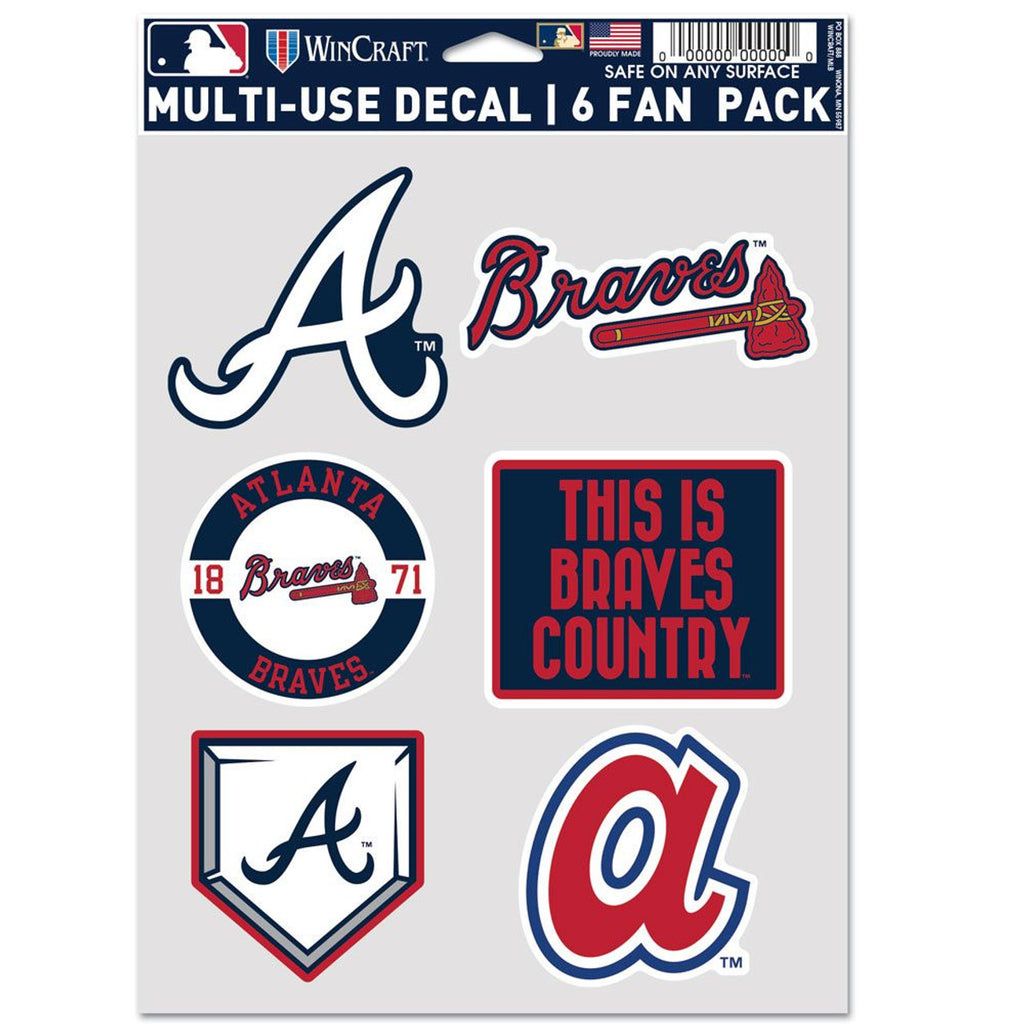 Atlanta Braves Decal Multi Use Fan 6 Pack