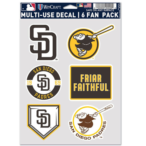 San Diego Padres Decal Multi Use Fan 6 Pack