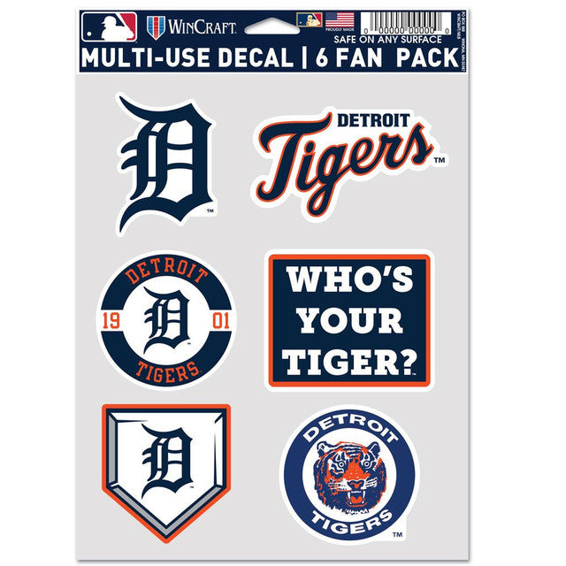 Detroit Tigers Decal Multi Use Fan 6 Pack