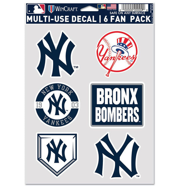 New York Yankees Decal Multi Use Fan 6 Pack