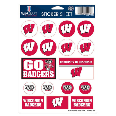 Wisconsin Badgers Decal Sheet 5x7 Vinyl